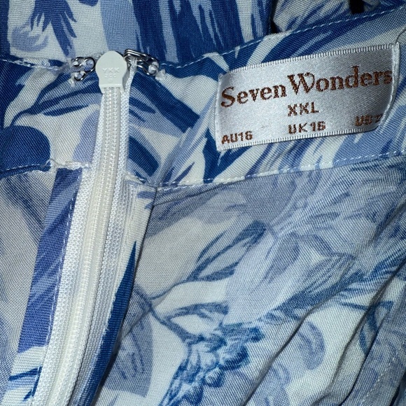 Seven Wonders Kiah Maxi Dress- Blue Floral Tropical cutout Sz XXL 12 - Picture 14 of 16
